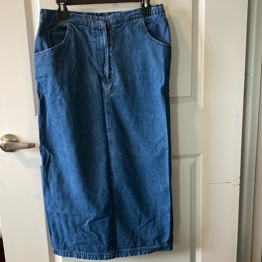 Blue Midi Pencil Skirt. Vintage 1980s